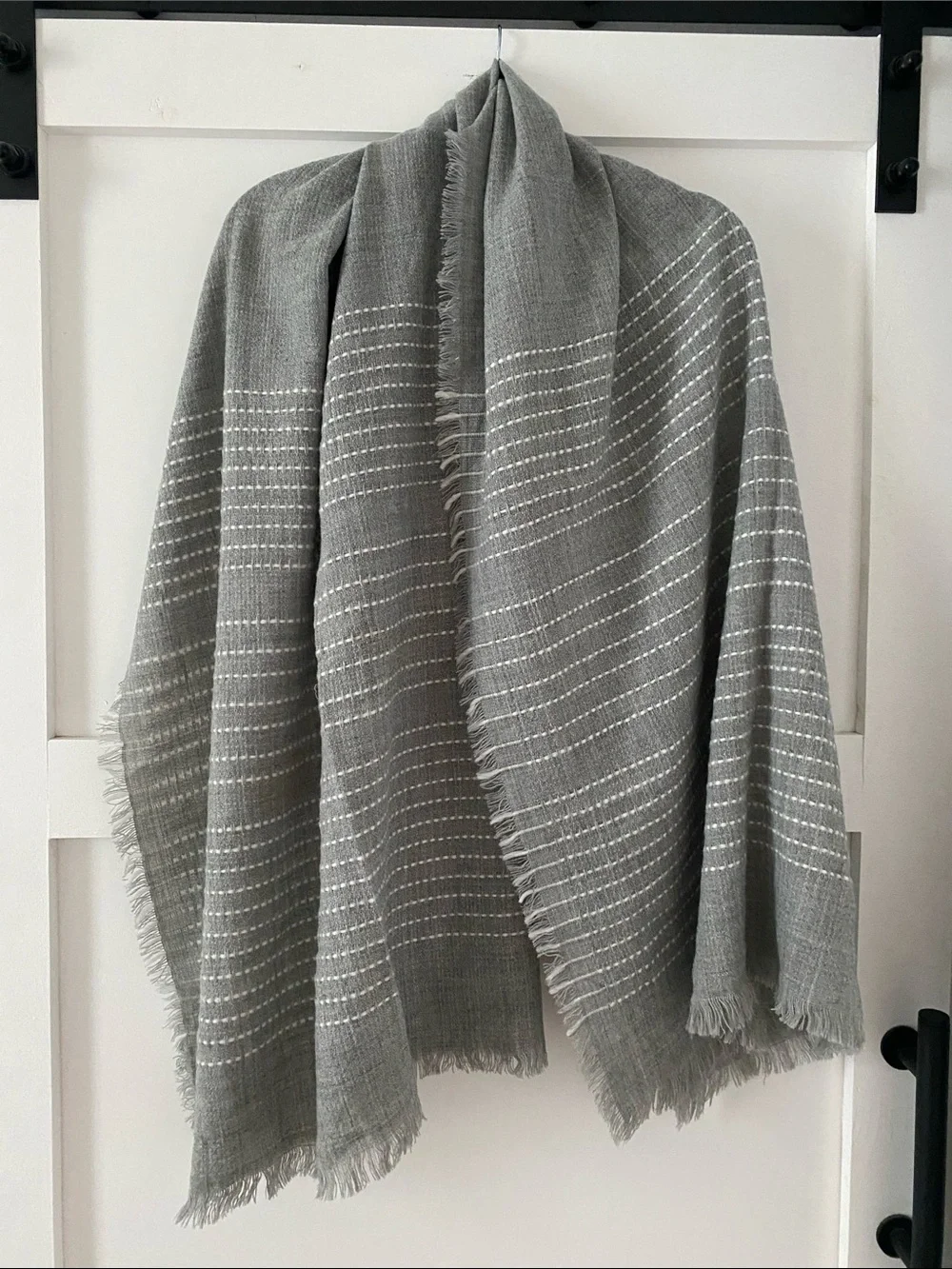 H&M Gray Woven Scarf with Subtle White Stripes